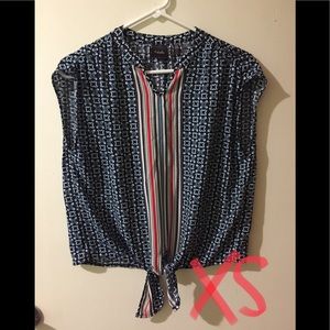 Red, white, and blue blouse